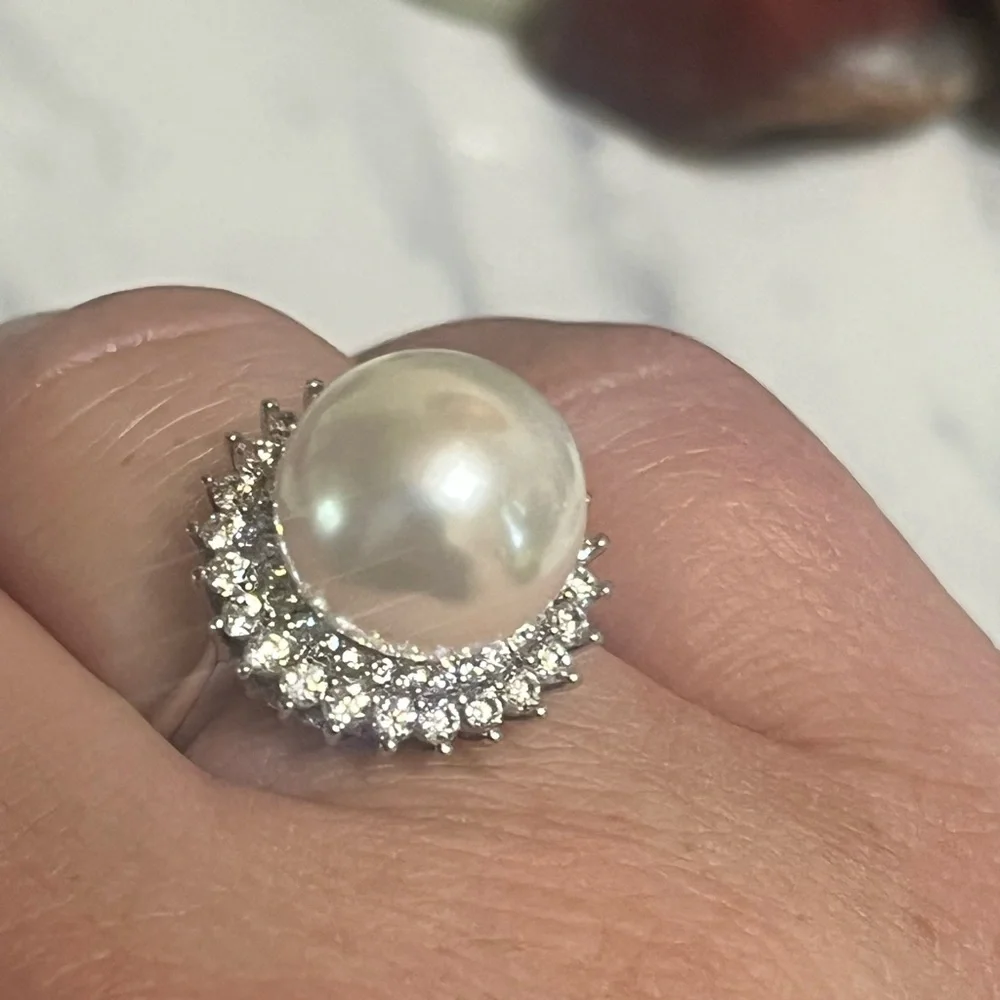 White Pearl Cocktail Ring